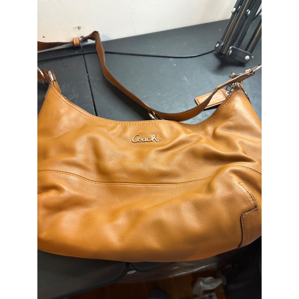 Coach Tan Leather Hobo Bag F17489 Slouchy Shoulder Bag Brown